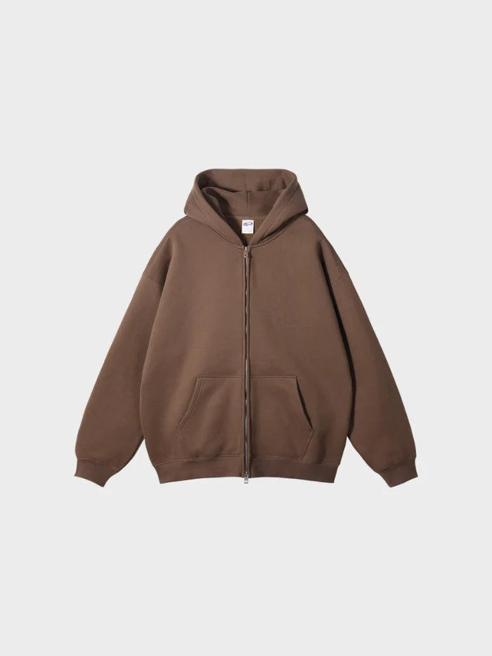 sweat zippé molleton marron vue produit