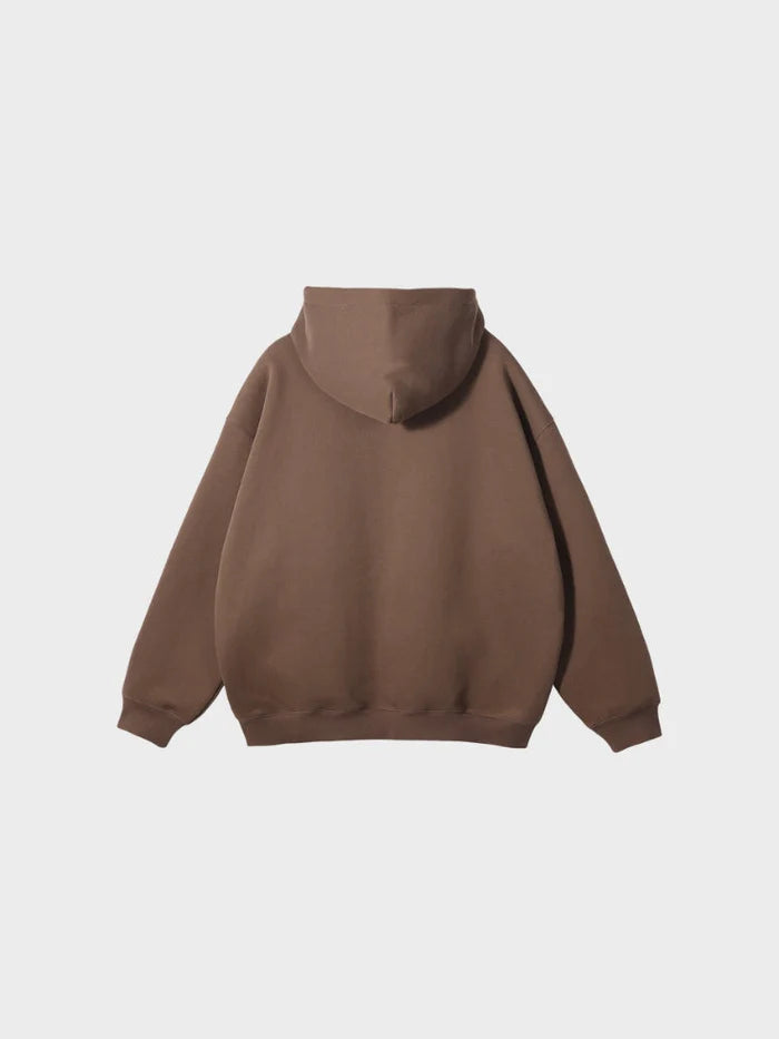 sweat zippé molleton marron porté vue de dos