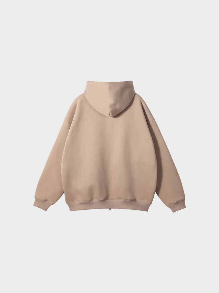 sweat zippé molleton beige vue dos