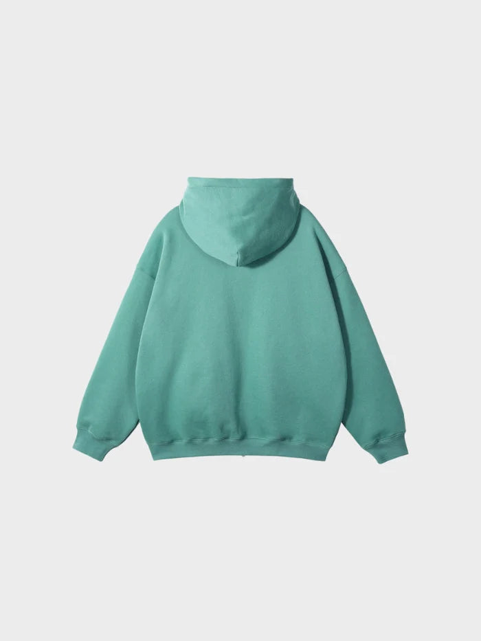 sweat zippé molleton bleu porté vue de dos