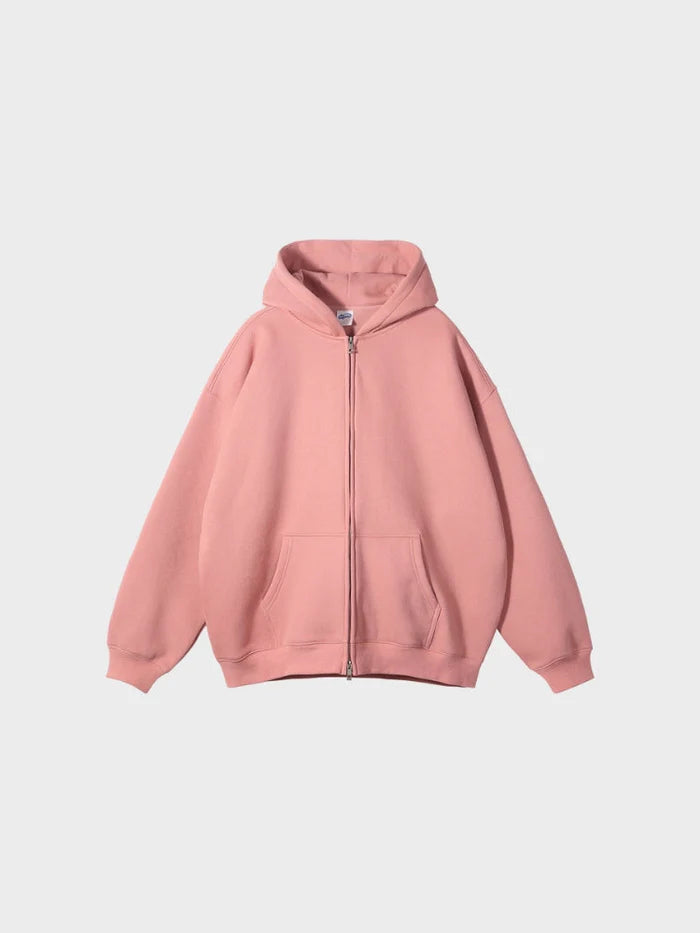 sweat zippé molleton rose vue de face