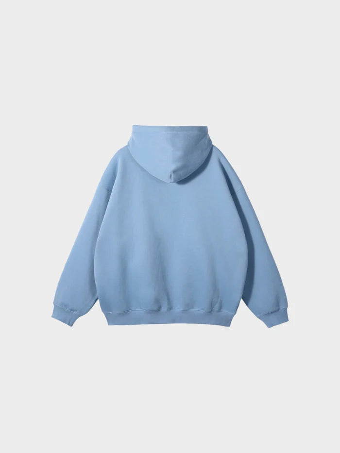 sweat zippé molleton bleu clair porté vue de dos