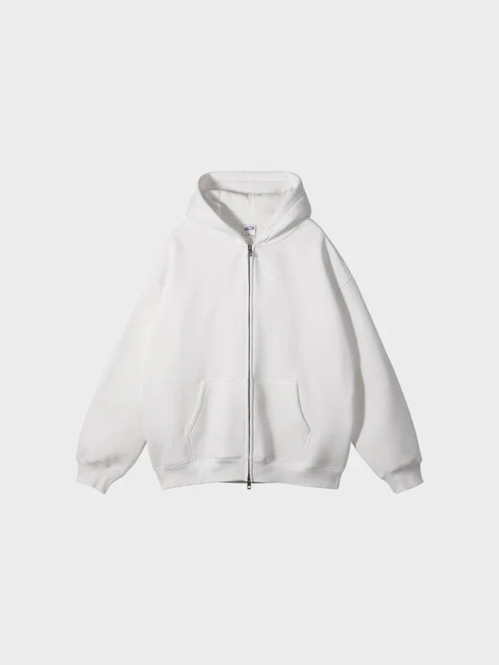 sweat zippé molleton blanc vue de face