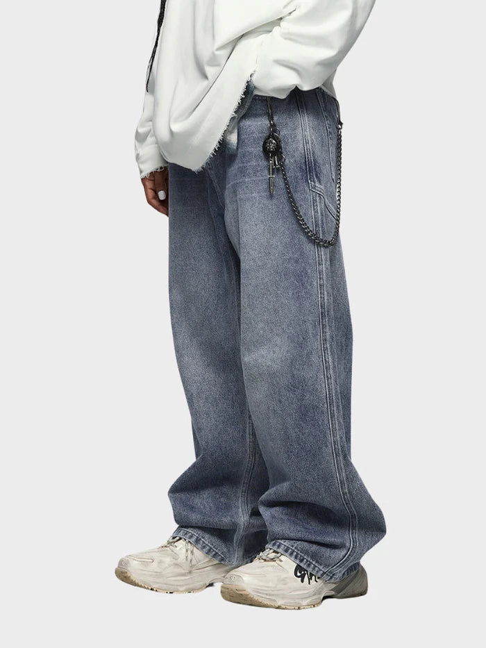 Boutique Baggy Denim Jeans - Grey/Blue