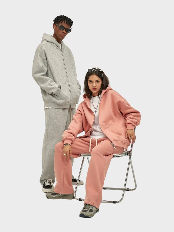 sweat zippé molleton rose vue produit