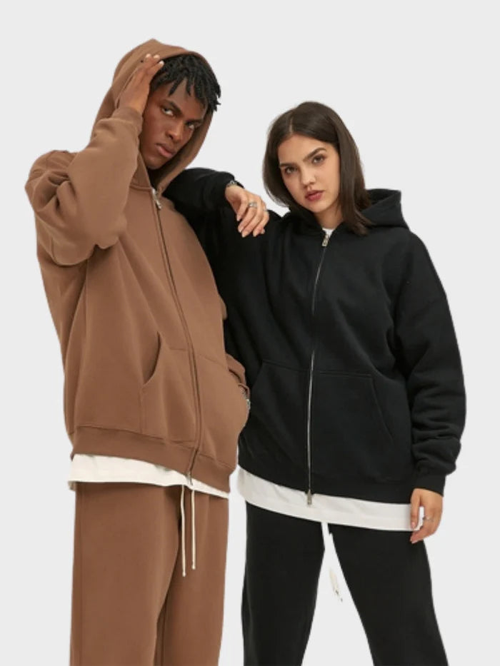 sweat zippé molleton noir vue produit
