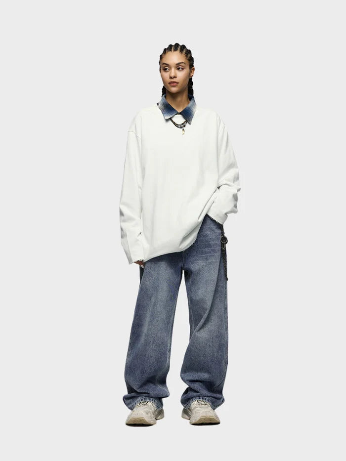 Boutique Baggy Denim Jeans - Grey/Blue