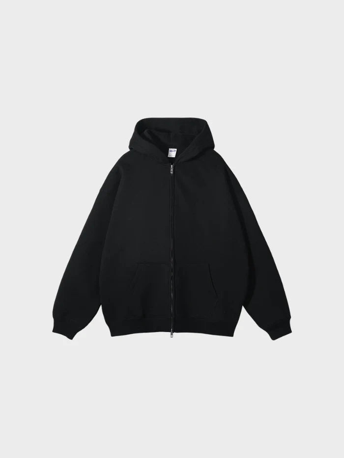 sweat zippé molleton noir vue de face