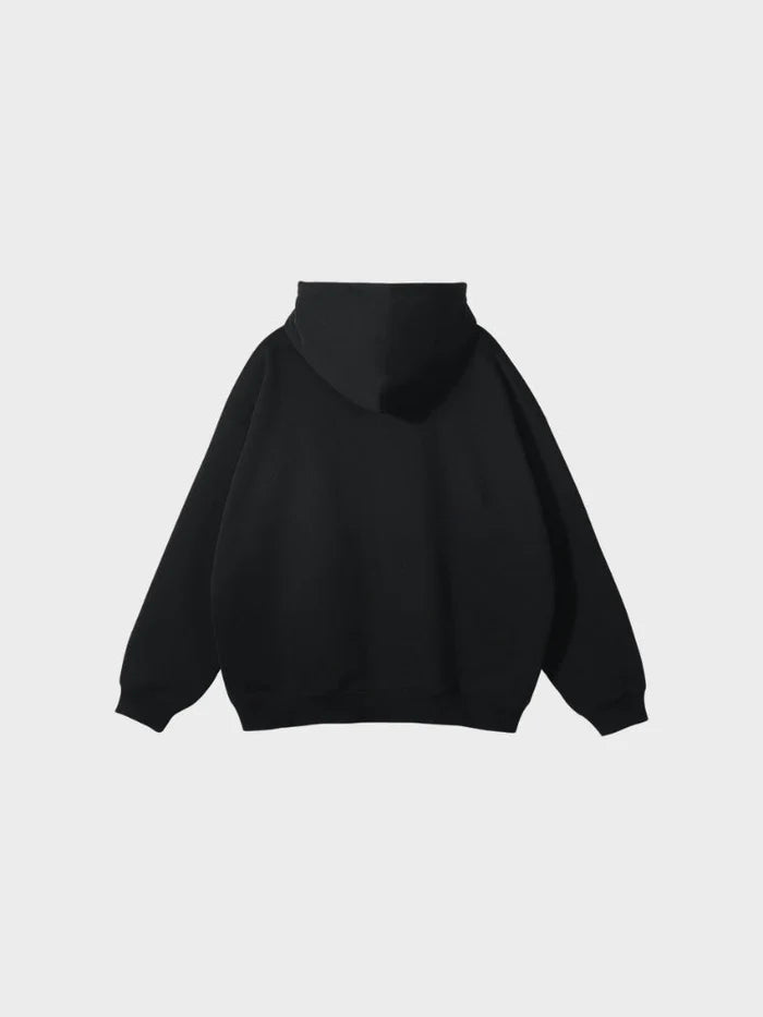 sweat zippé molleton noir porté vue de dos