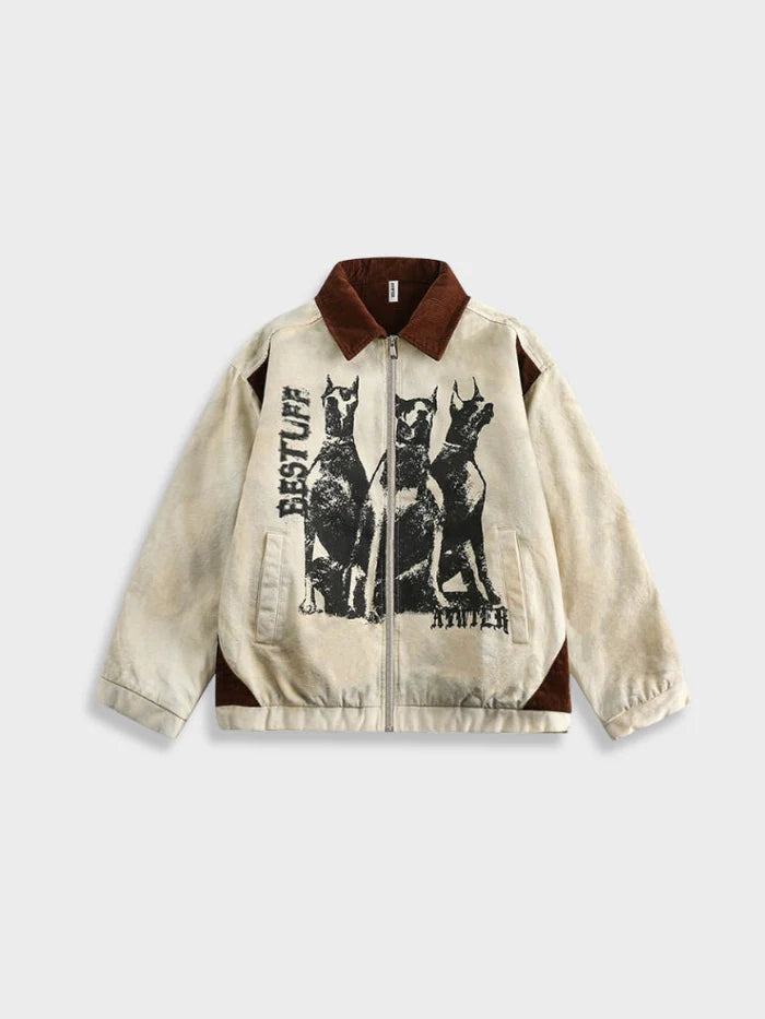 veste streetwear brave dogs beige – BTQS