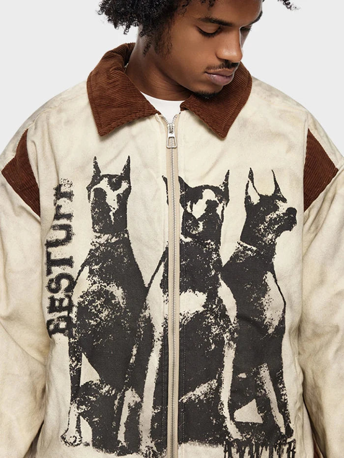 veste streetwear brave dogs beige – BTQS