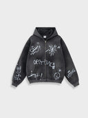 Sweat à capuche zippé "Délavé Graffiti"