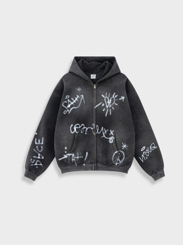sweat zippé délavé graffiti – BTQS