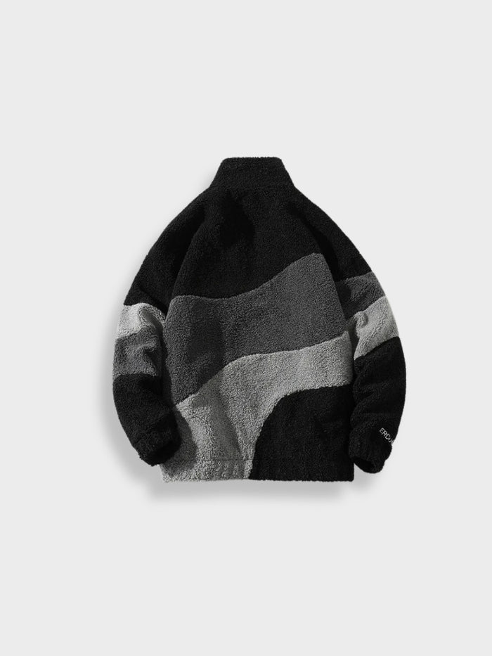 veste polaire streetwear rétro "fuzzy" détail matière et coutures