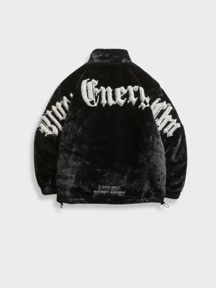 veste polaire streetwear "street letter" porté vue de dos