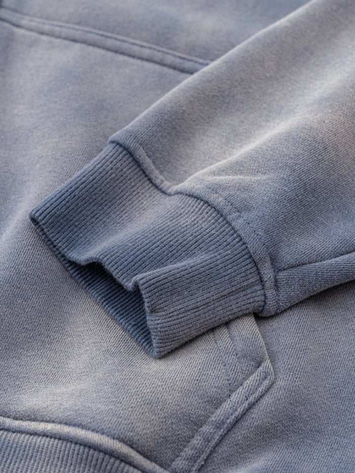 sweat zippé délavé dégradé 330 g/m² détail coutures