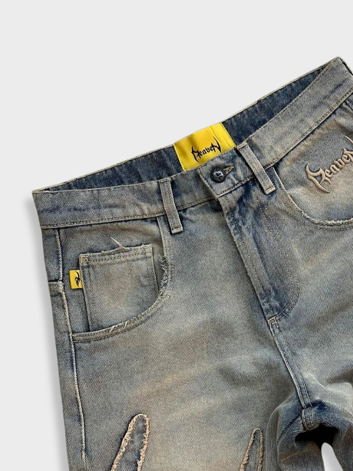 jean baggy délavé détail poche et coutures