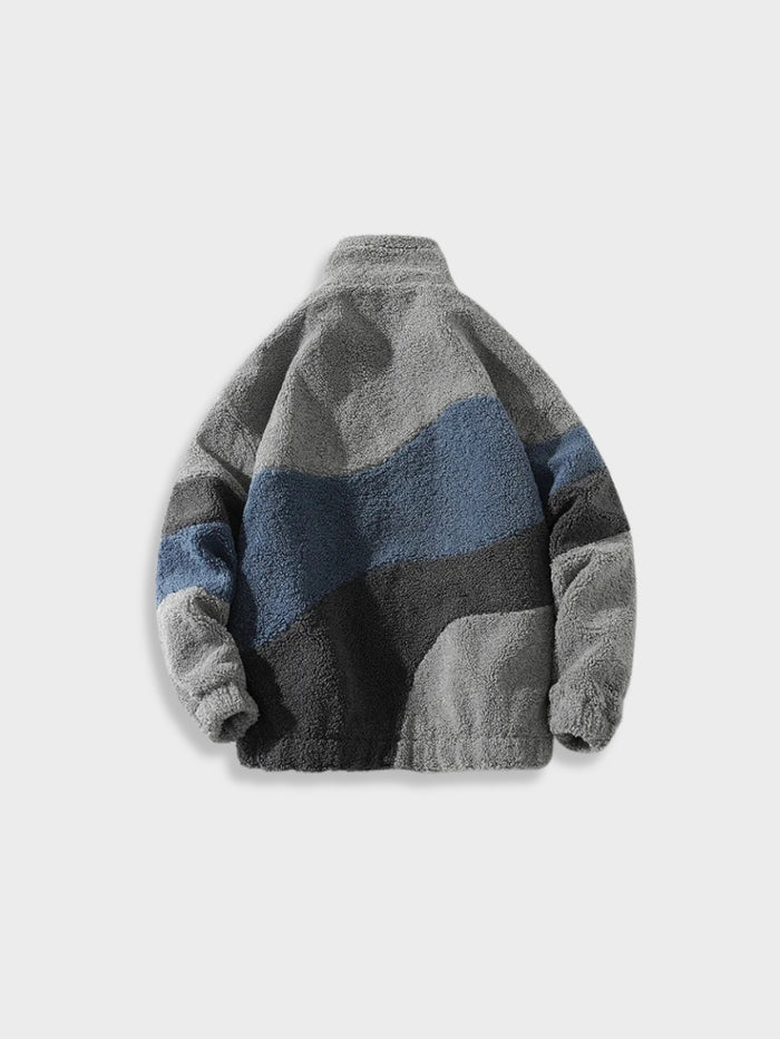 veste polaire streetwear grise rétro "fuzzy" porté vue de dos