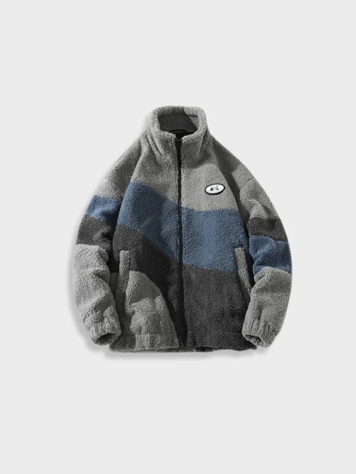 veste grise polaire streetwear rétro "fuzzy" – BTQS