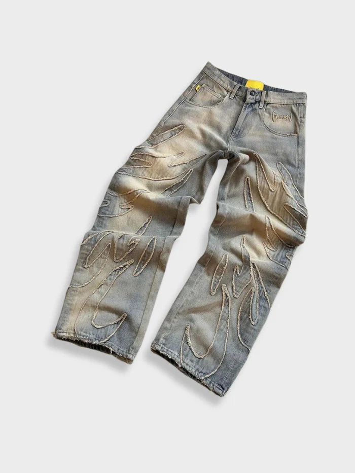 jean baggy streetwear délavé vieilli gris – BTQS