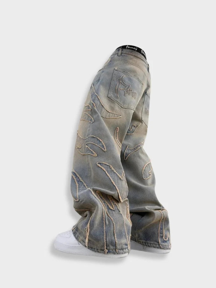 jean baggy streetwear gris vue produit