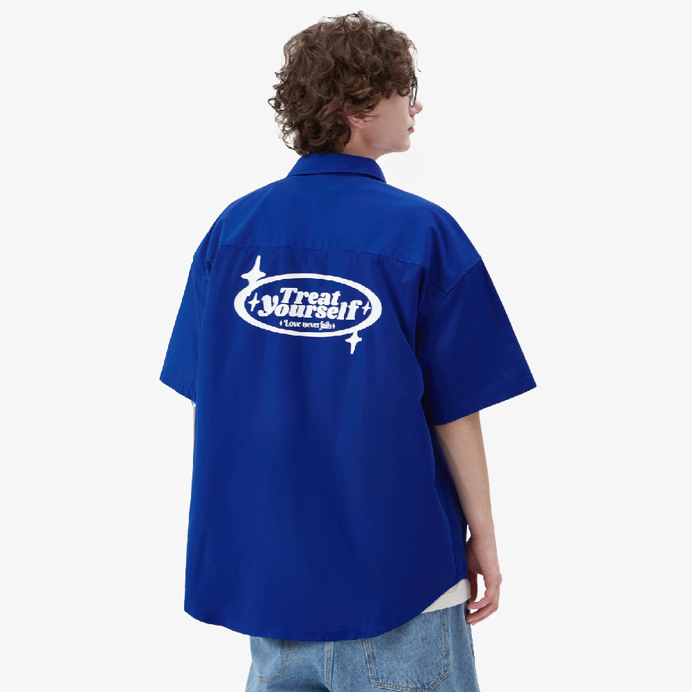 chemise bleu oversize
