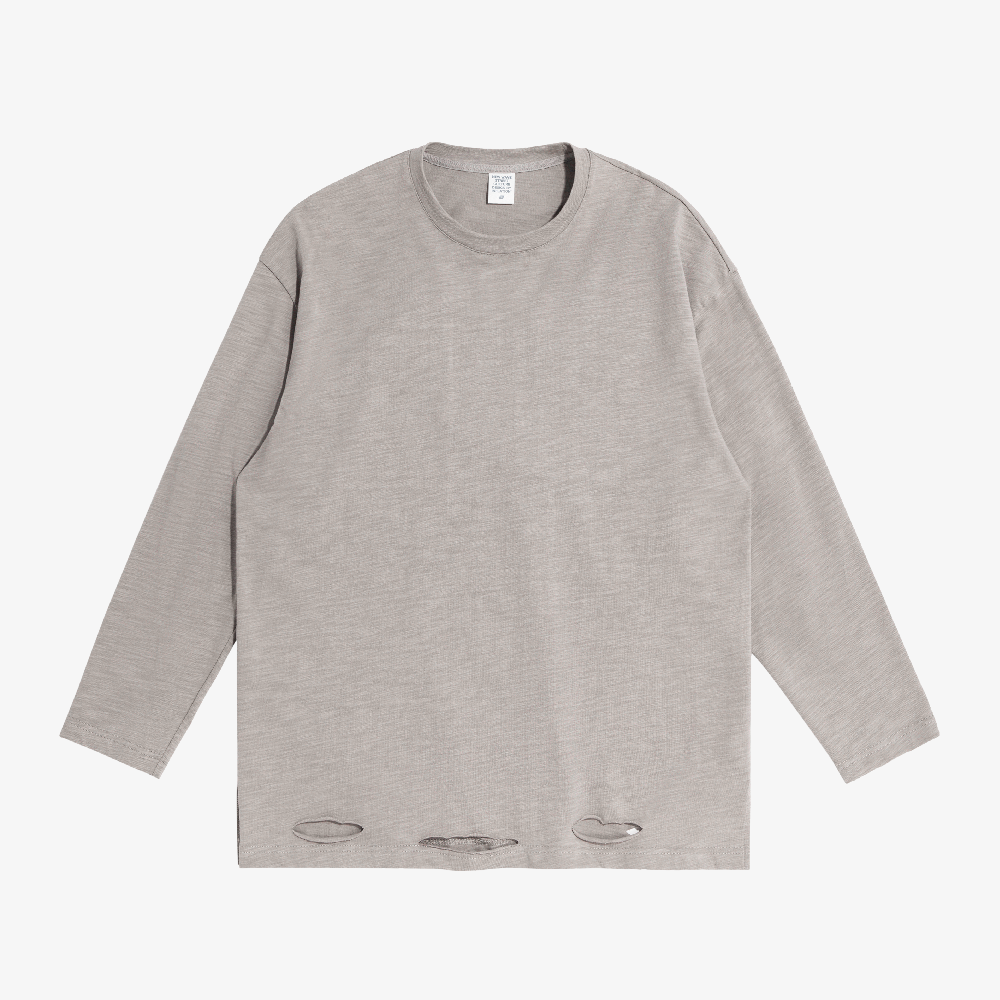 pull déchiré gris